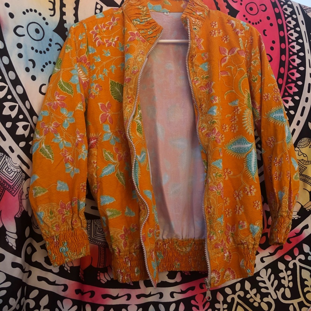 Bright Orange Vintage Floral Sweater